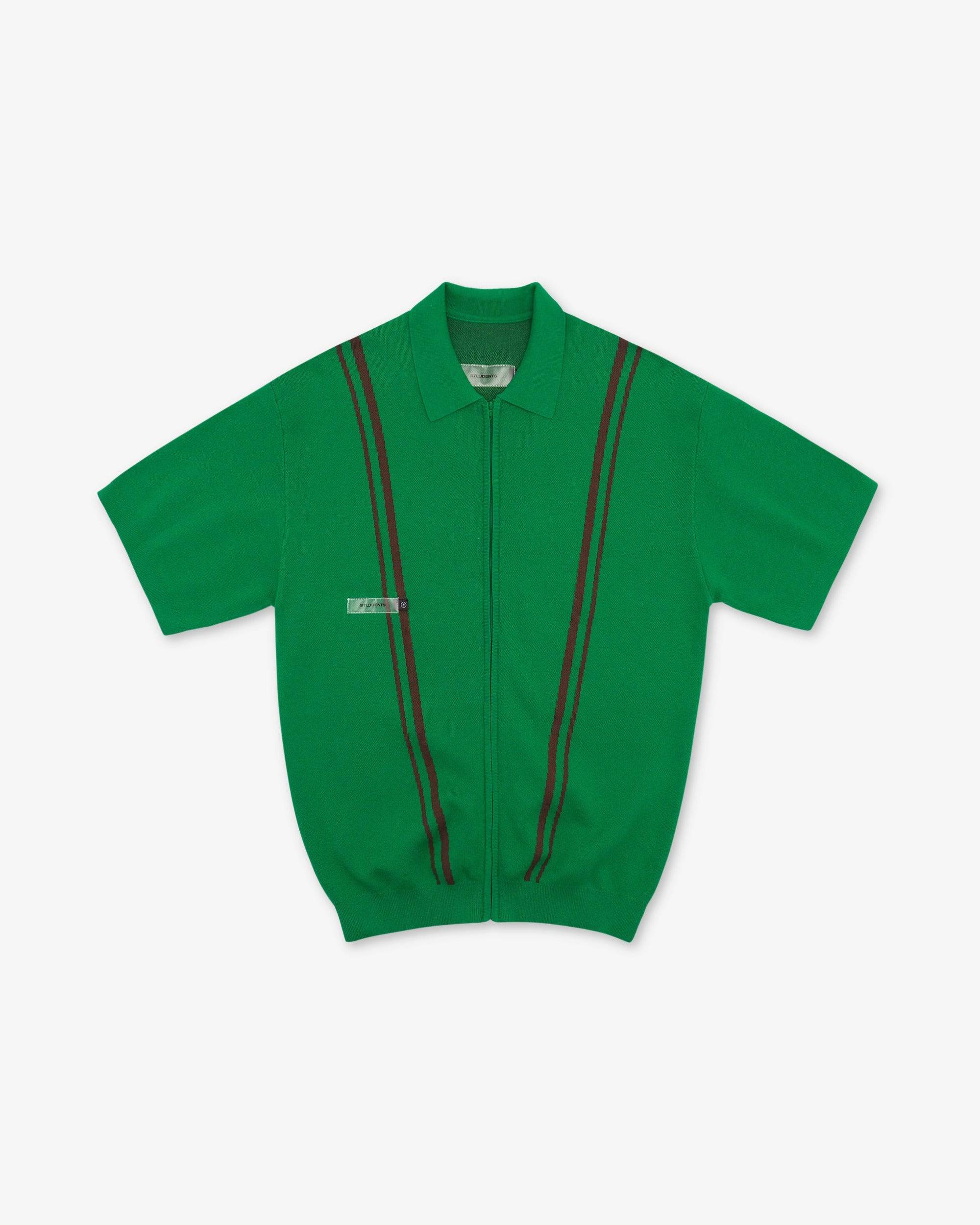 Basil Knit Sweater Polo in green - front view