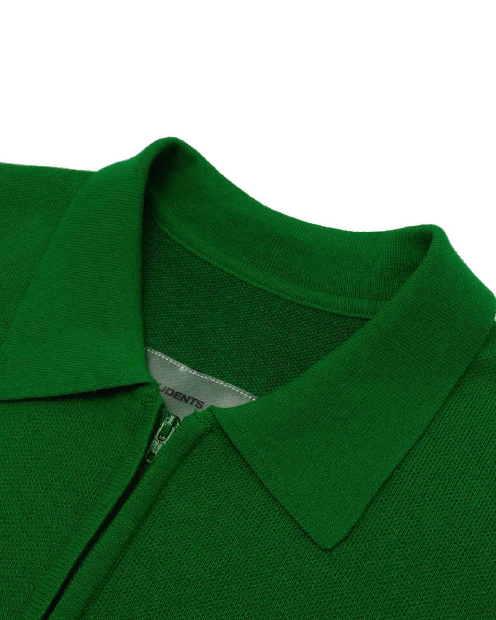 Basil Knit Sweater Polo in green - front view