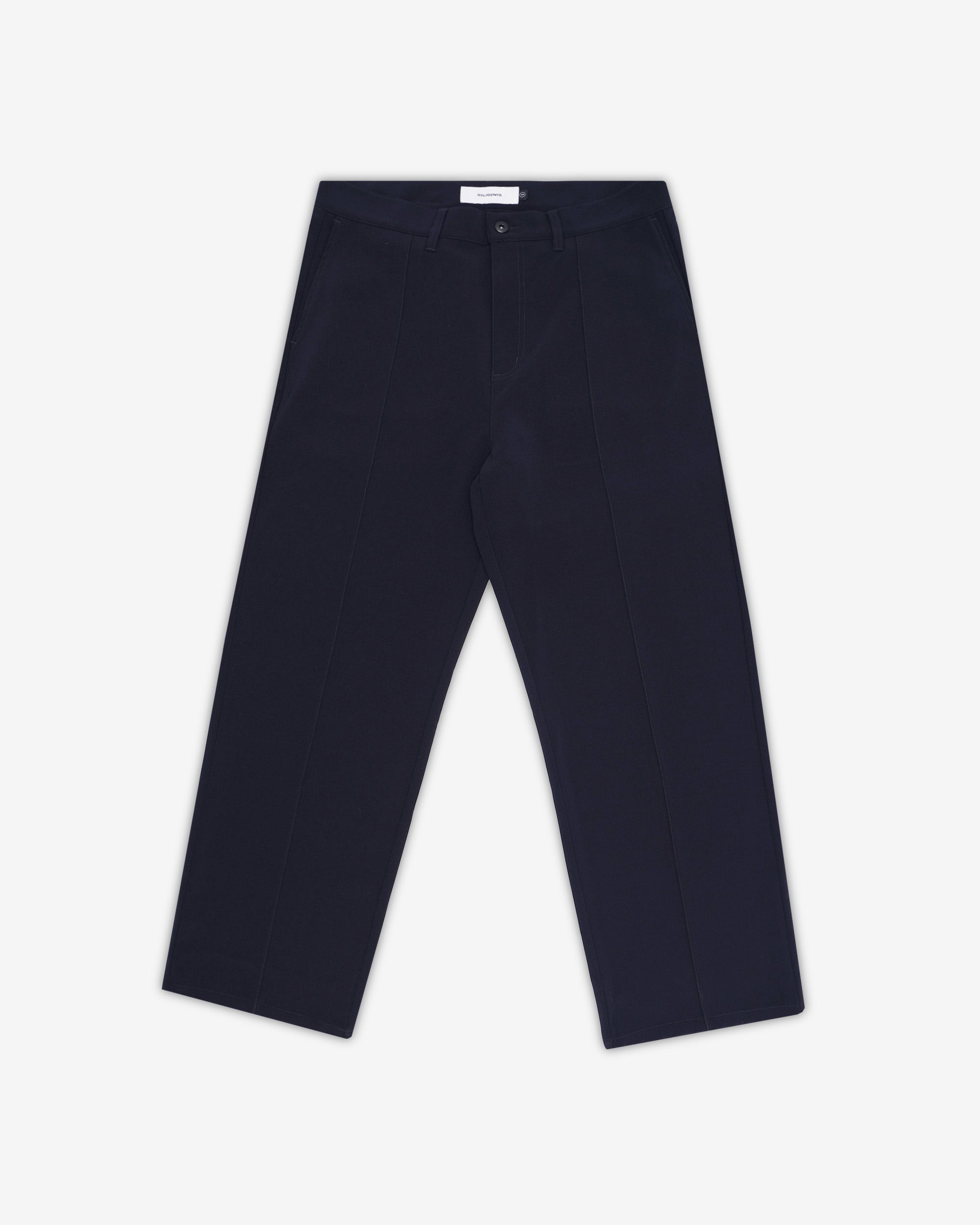 Navy blue pants on a white background