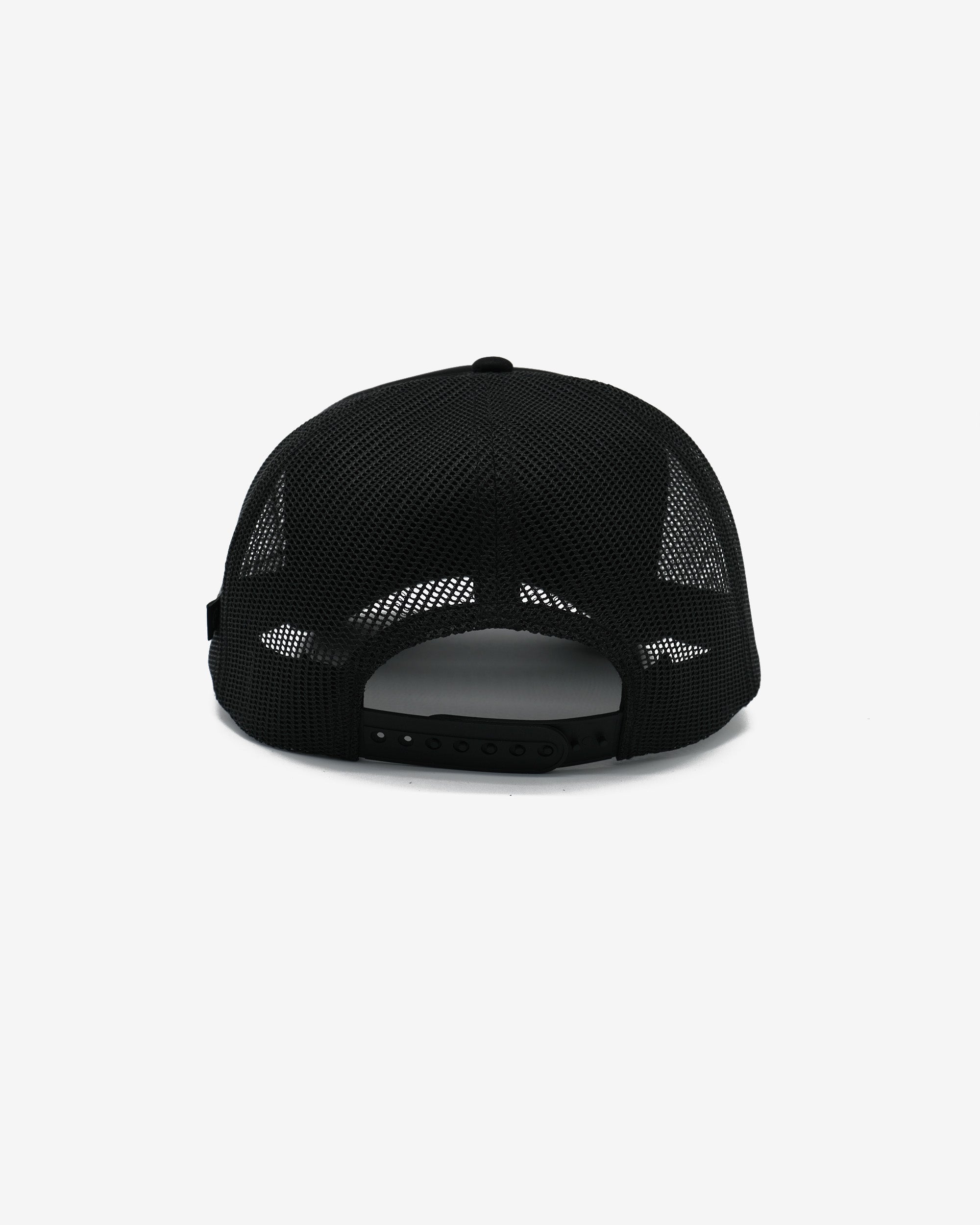 Black mesh cap on a white background