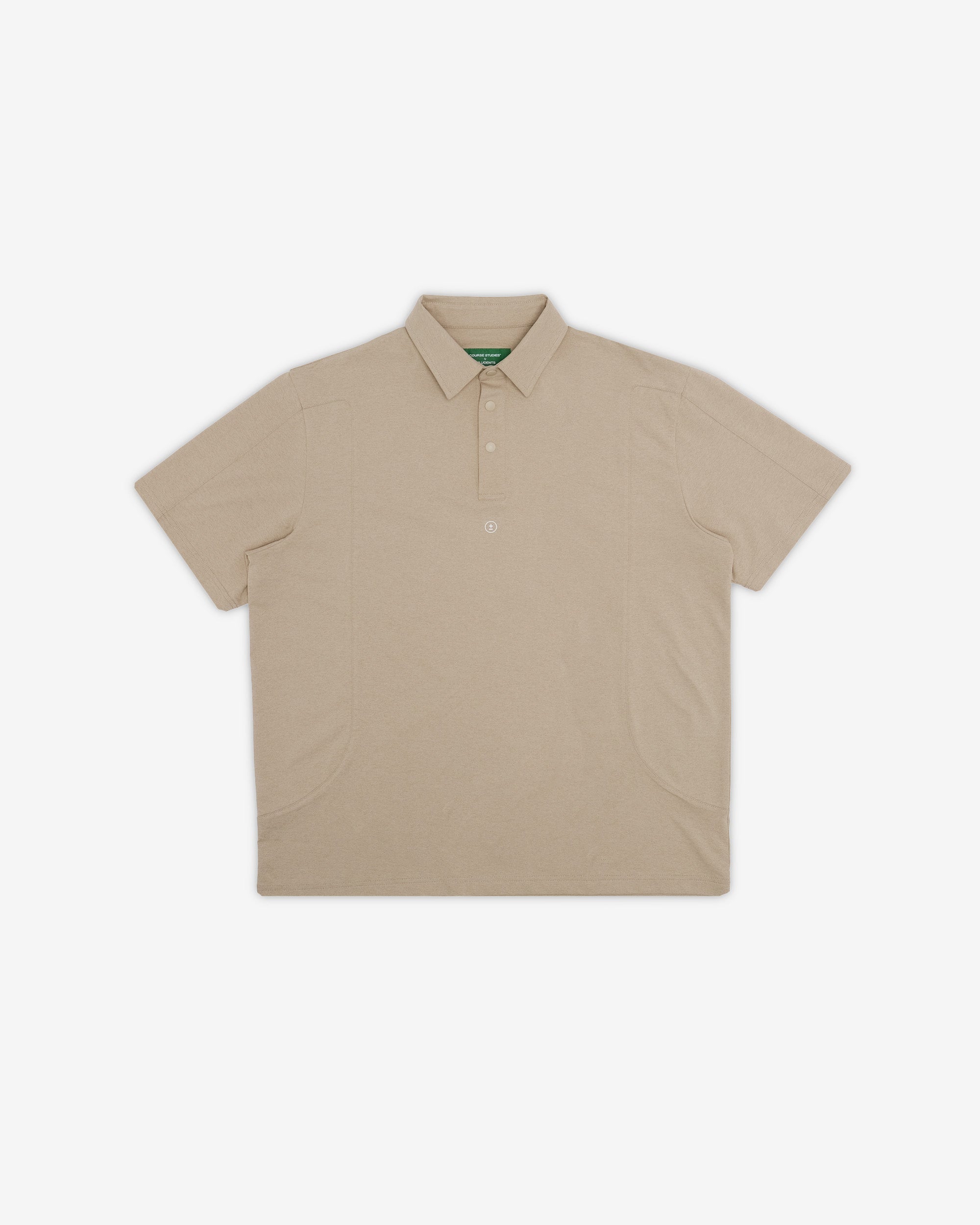 Beige polo shirt on a white background