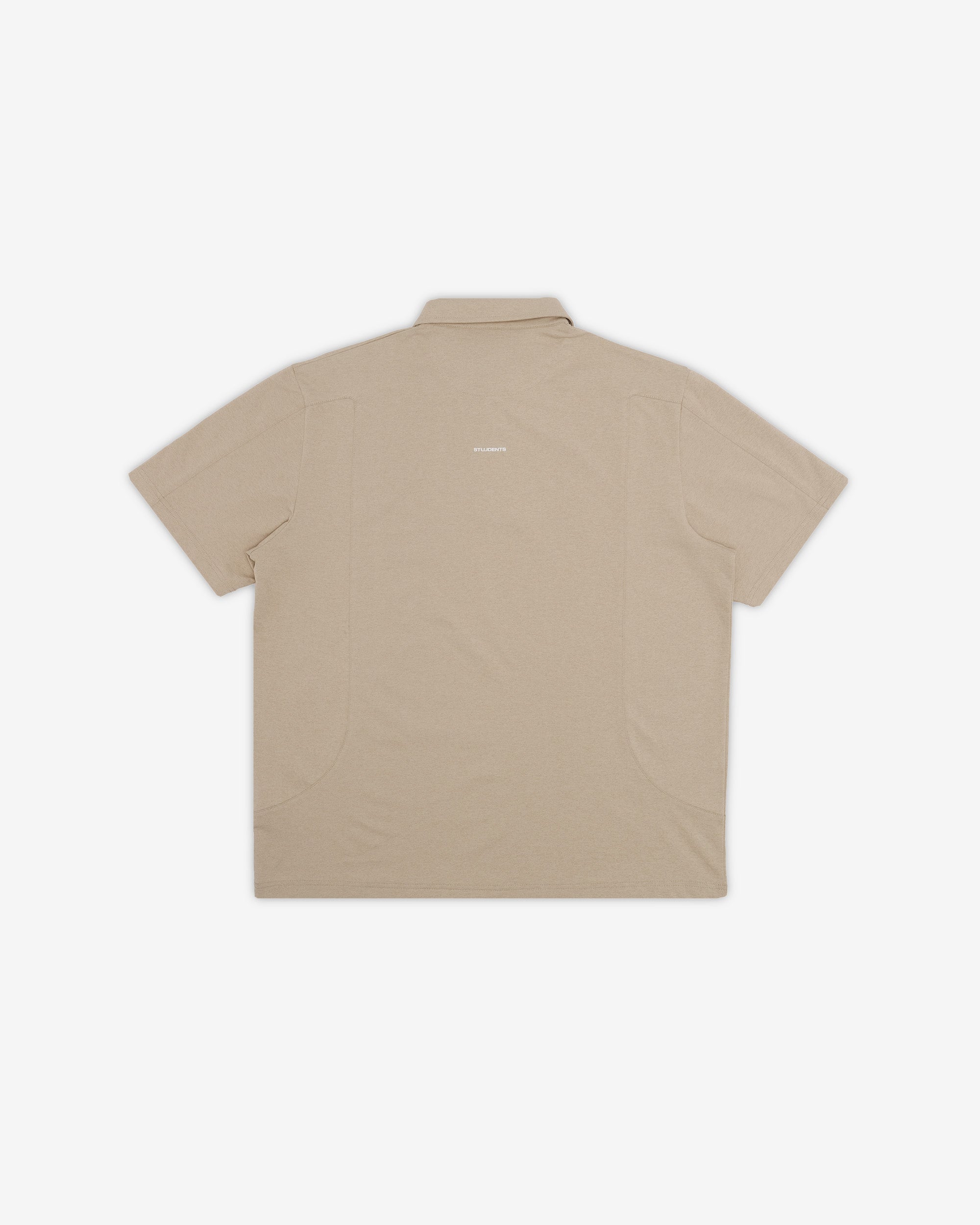 Beige polo shirt on a white background