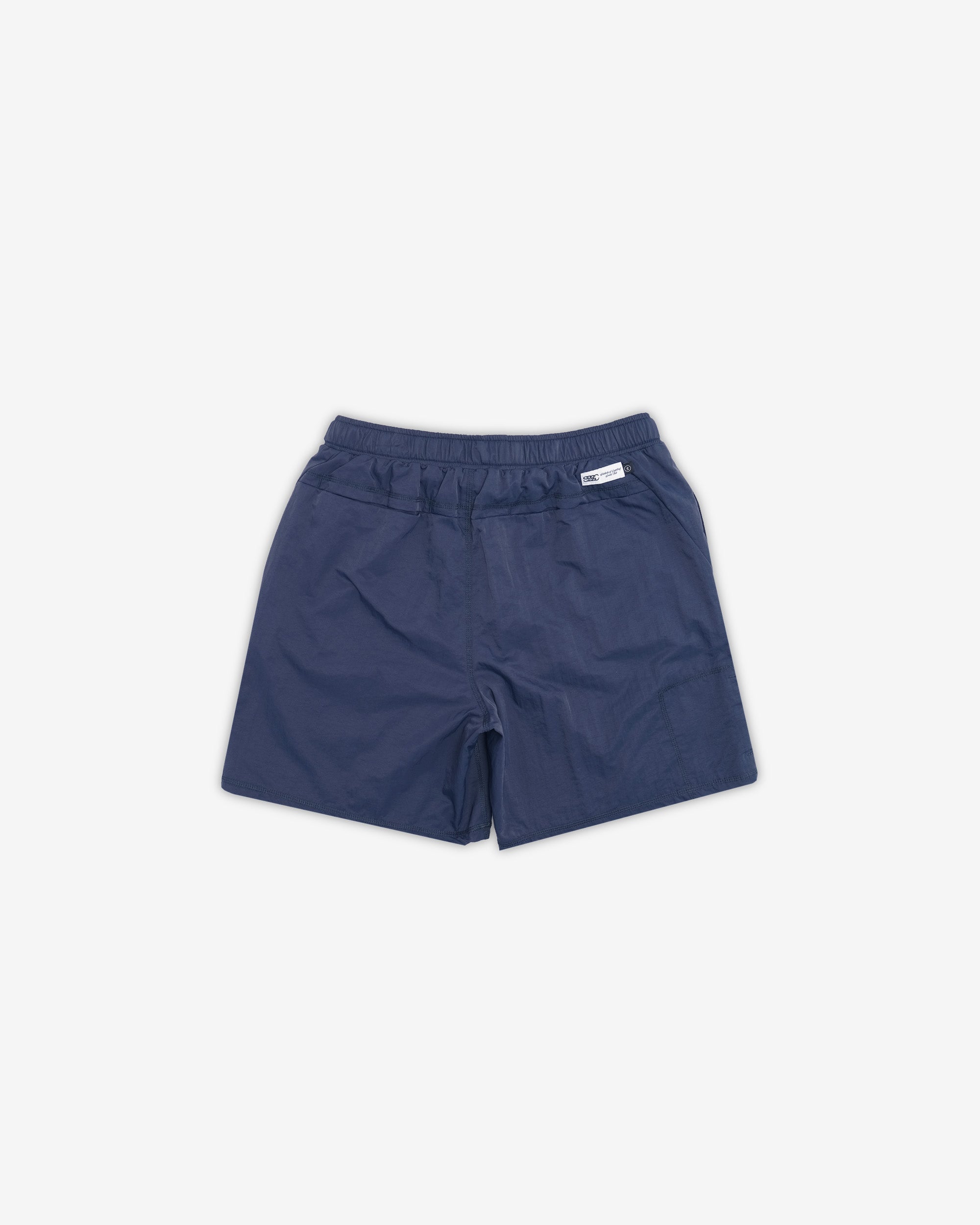 Navy blue shorts on a white background