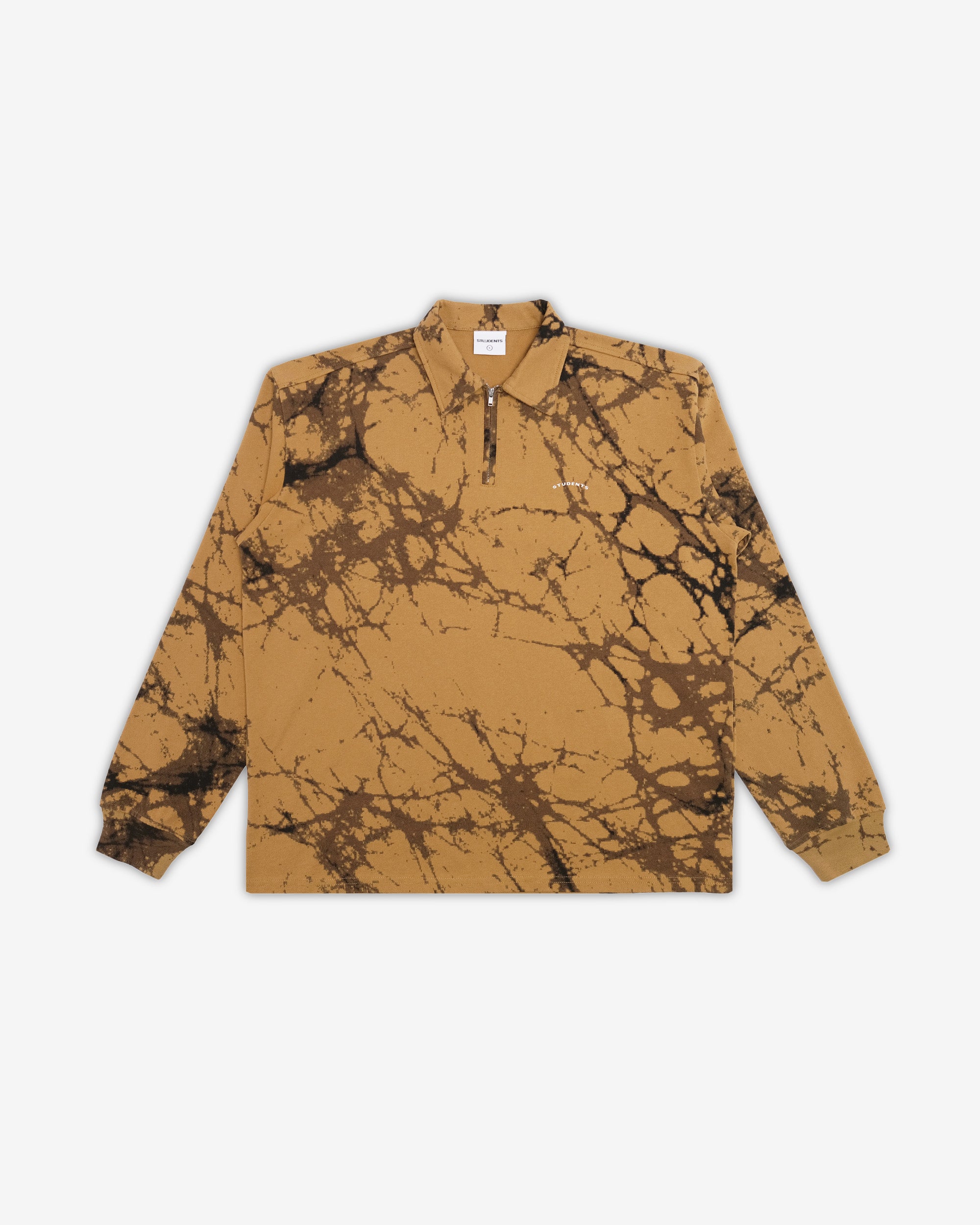 Brown tie-dye shirt on a white background