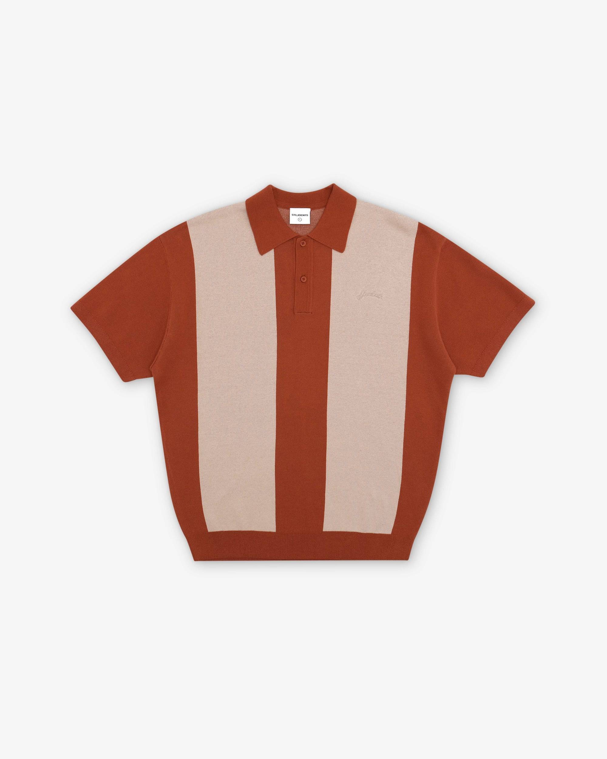 Browne Knit Polo Sweater in oak - front view