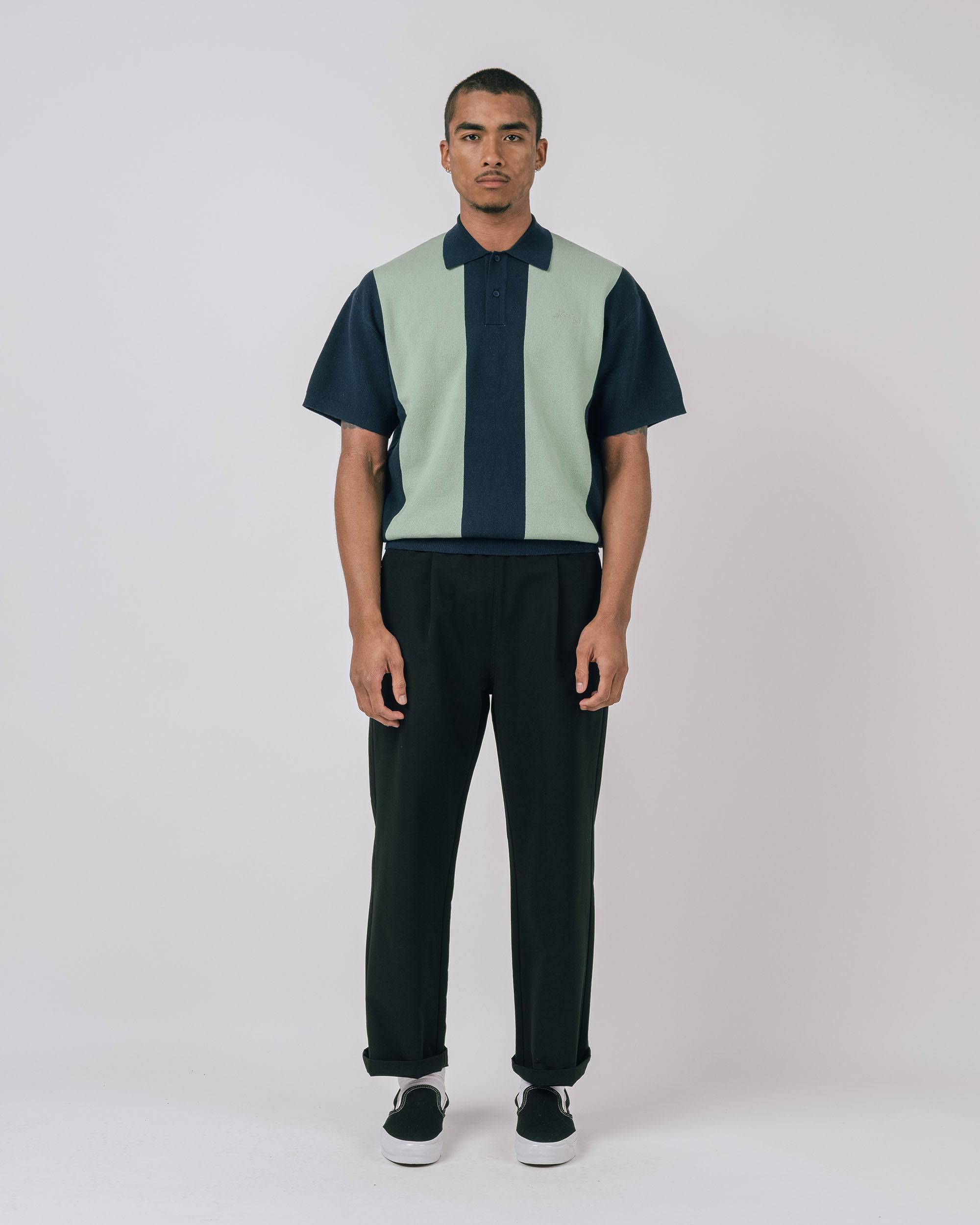 Browne Knit Polo Sweater in navy - front view