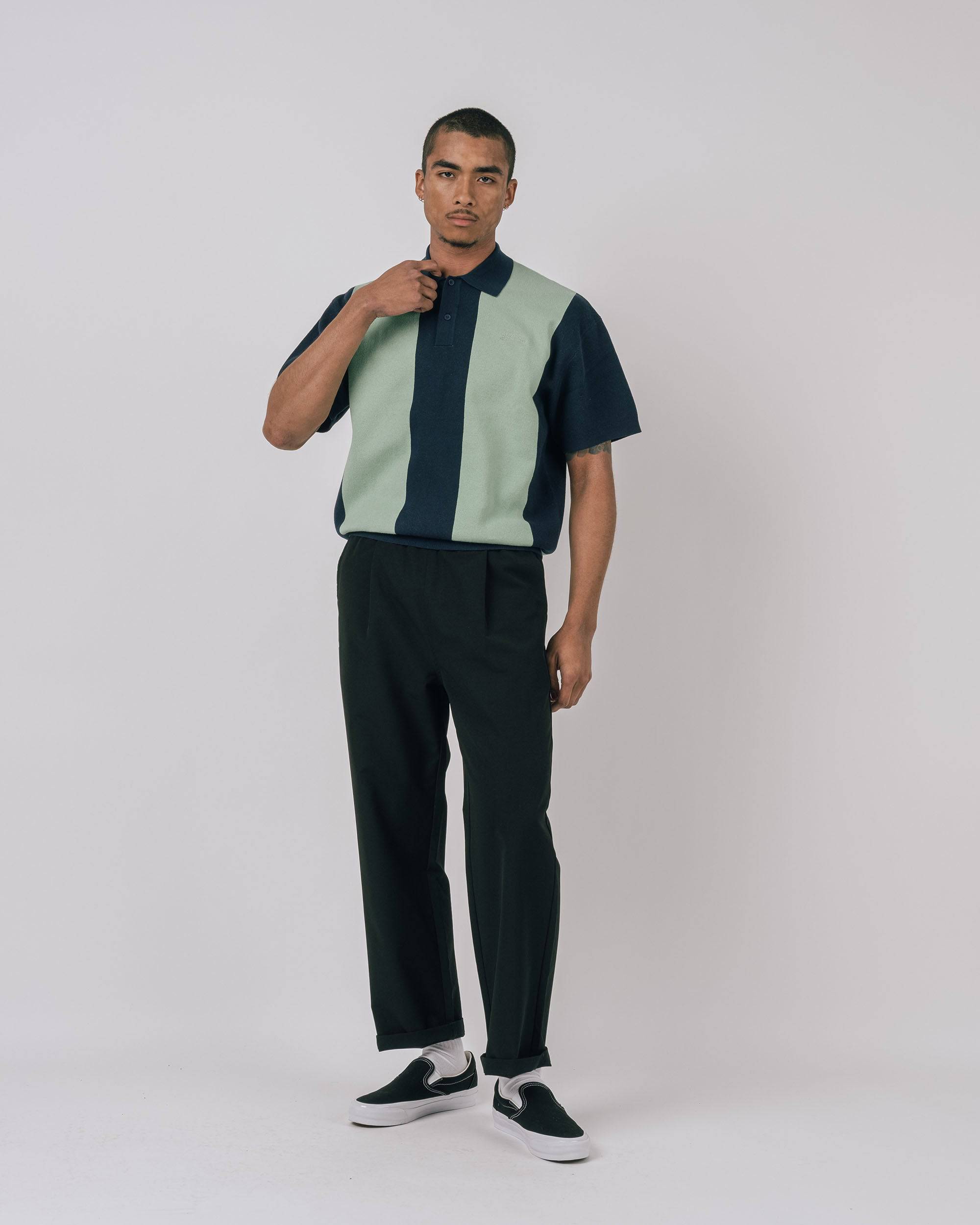 Browne Knit Polo Sweater in navy - front view