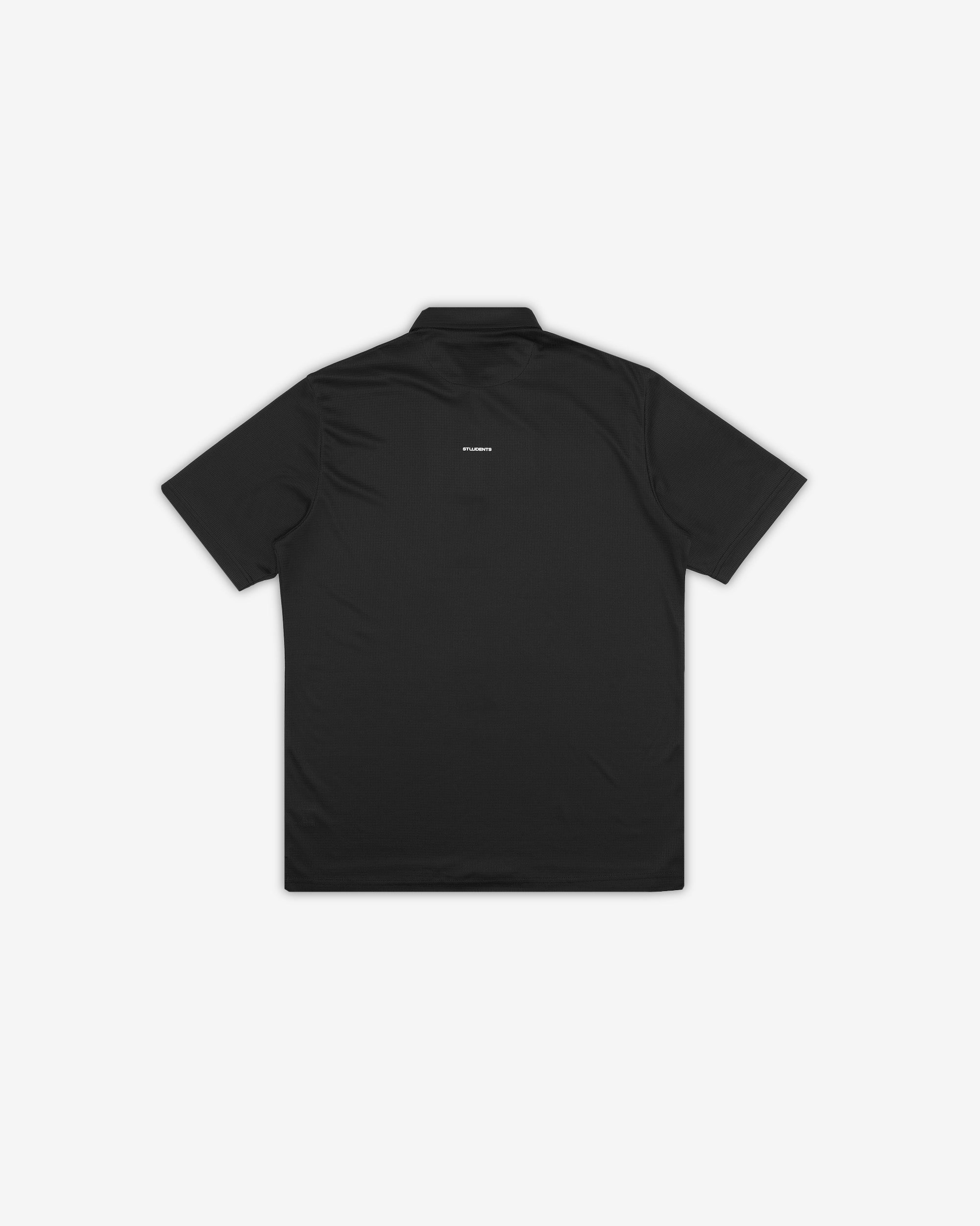 Black polo shirt on a white background