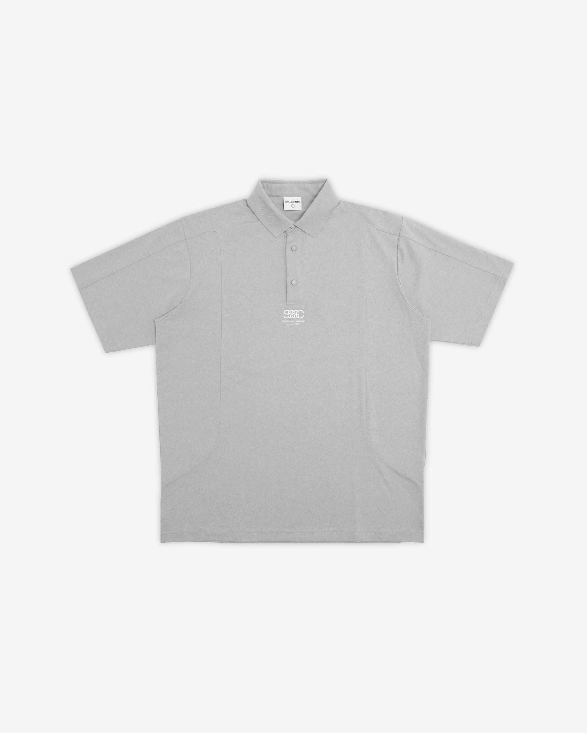 Gray polo shirt on a white background