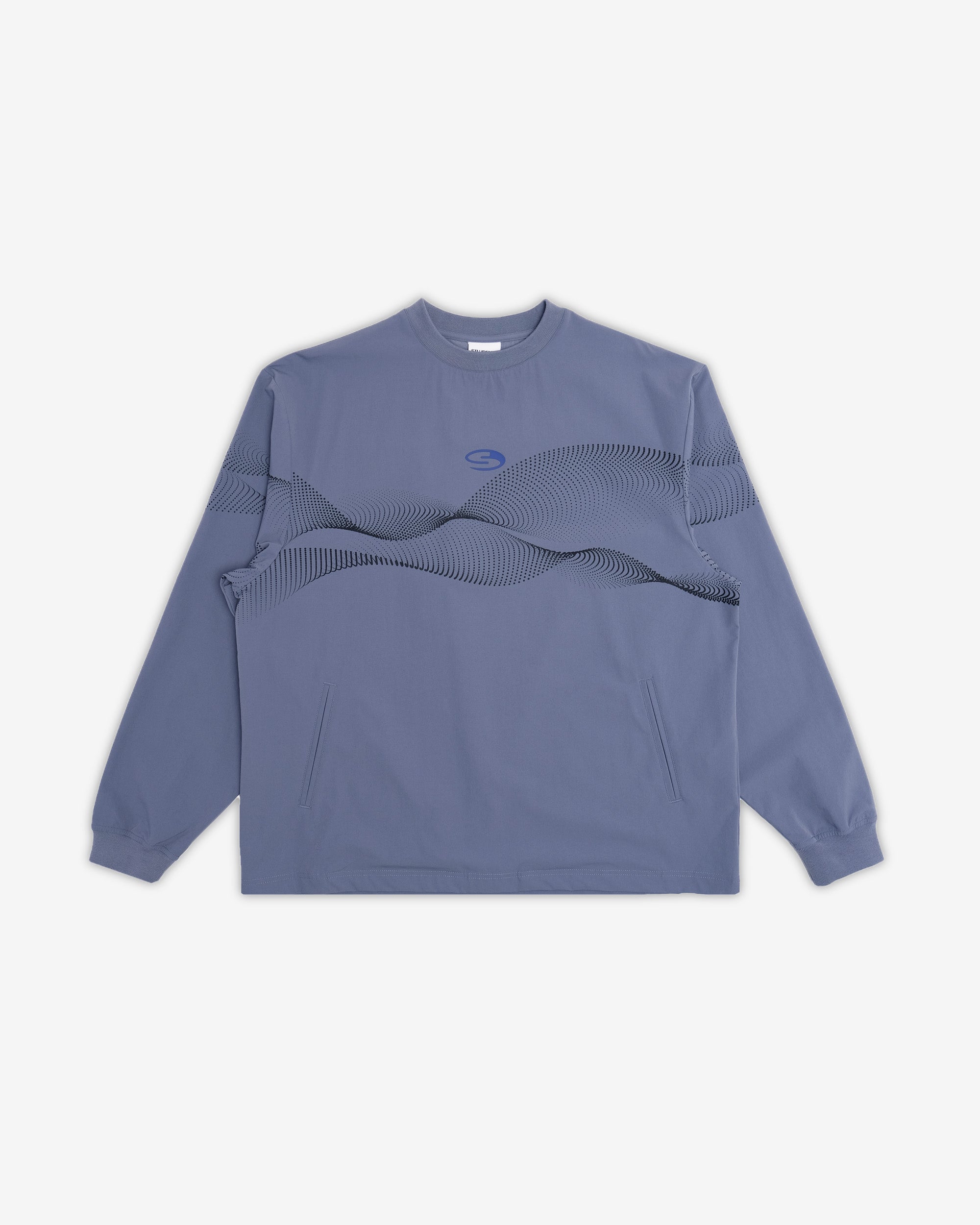 Blue sweatshirt with mesh on a white background
