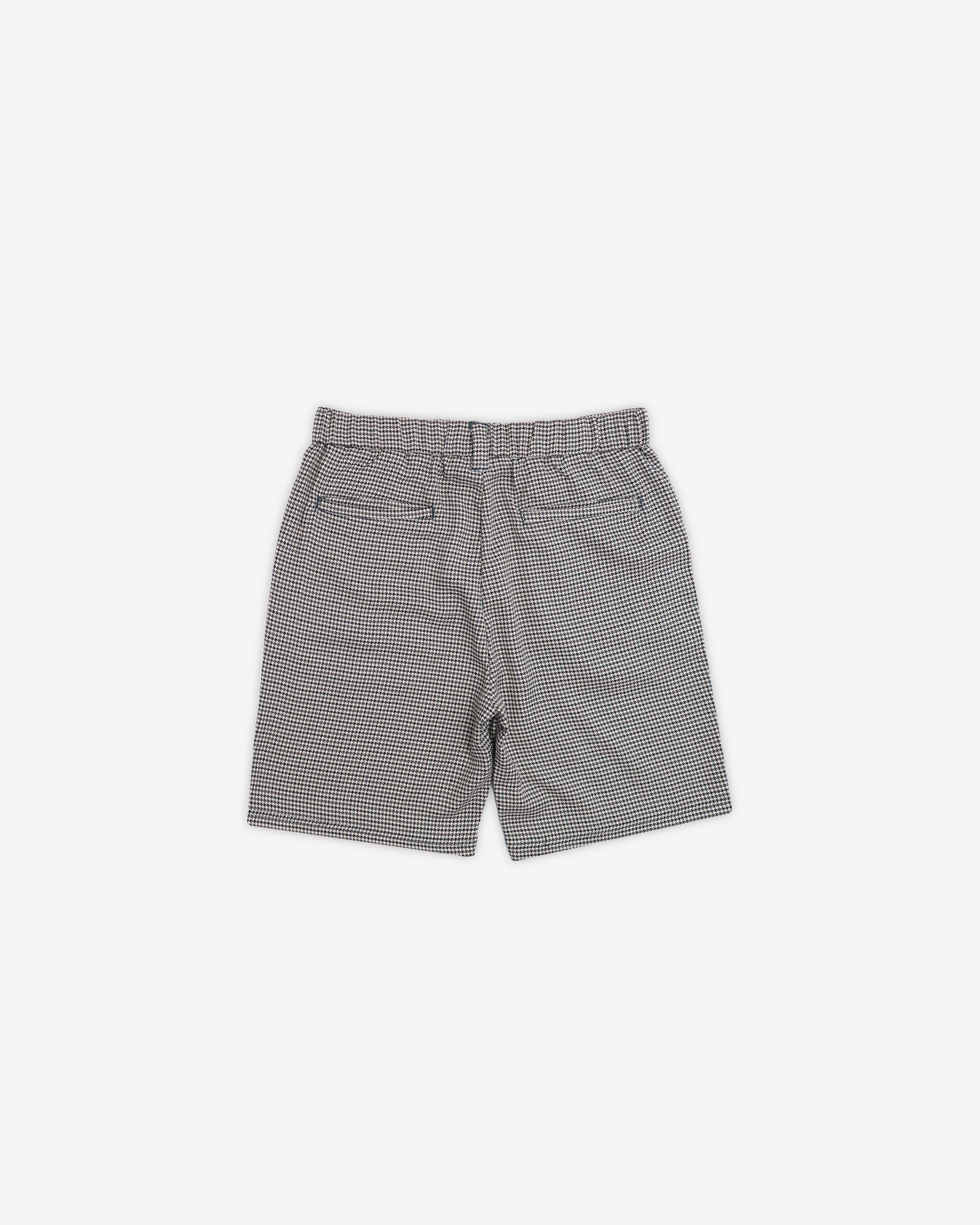 Gray checkered shorts on a white background